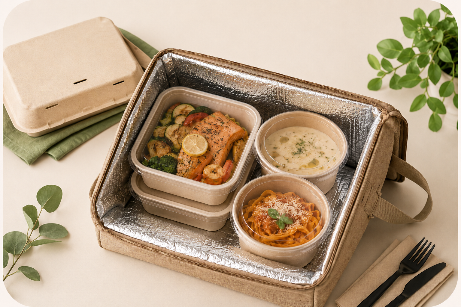 Hot dish packaging for delivery
